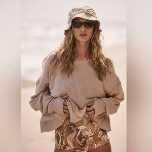 NWOT Free People X FP Movement My Time Layer Open Back Crop Top Tan Open Back